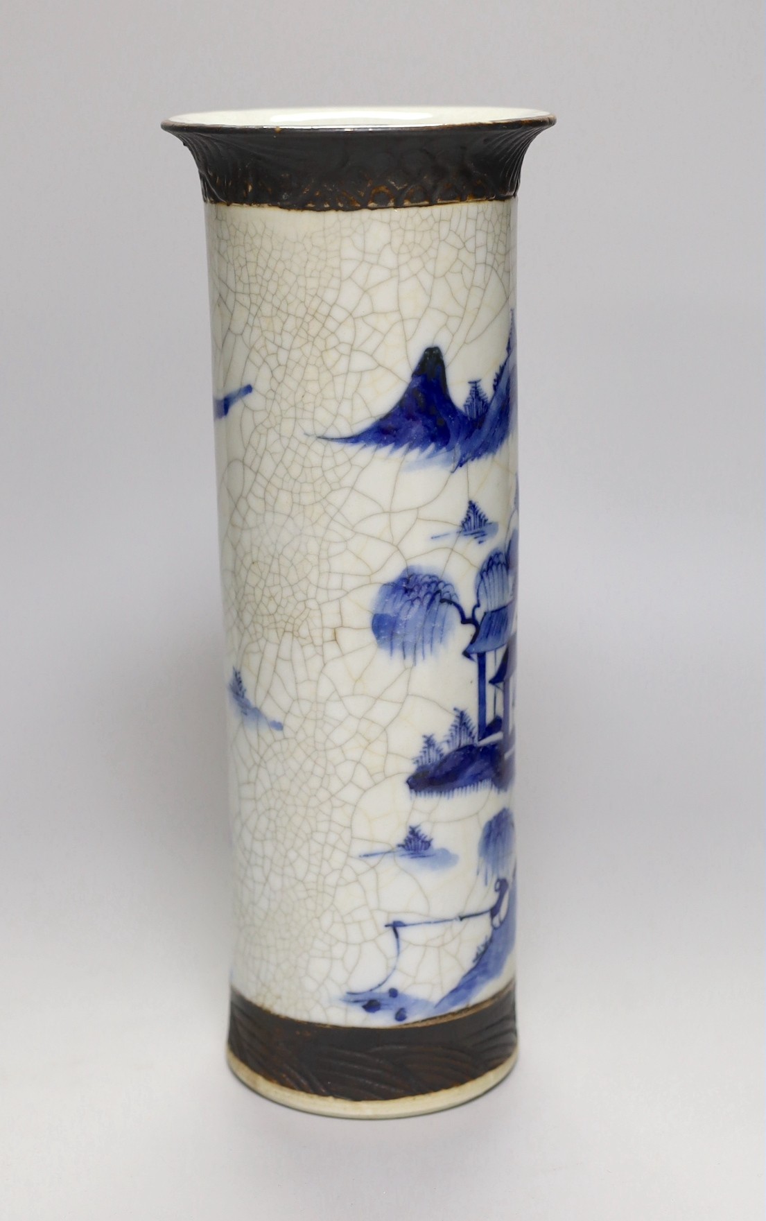 A Chinese crackle-glazed sleeve vase, c.1900. 31cm